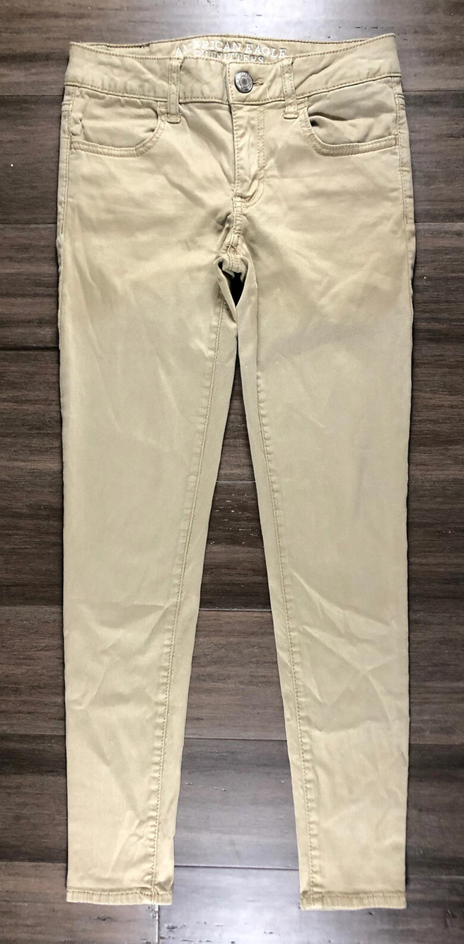 AMERICAN EAGLE OUTFITTERS Women's Juniors Beige Jegging Denim Jeans-Size 0 Short